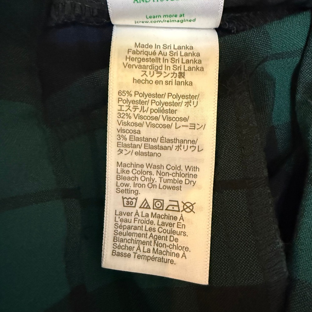J Crew Pants Womens 0 Green Blue Blackwatch Plaid Ruby Full-Length Slim Leg - Picture 9 of 16